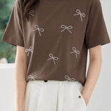 Casual Bow Rhinestone T-Shirt - liwisi