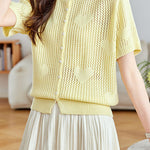 Casual Hollow Out Design Knit Sweater - liwisi