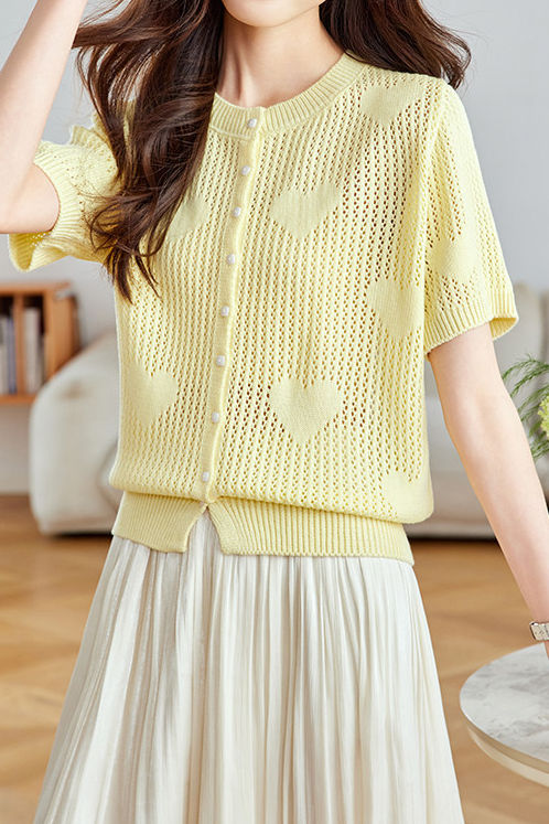 Casual Hollow Out Design Knit Sweater - liwisi