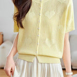 Casual Hollow Out Design Knit Sweater - liwisi