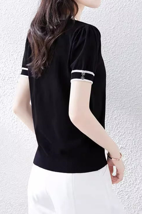 Casual Bow Sailor Collar Knit Sweater - liwisi