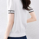 Casual Bow Sailor Collar Knit Sweater - liwisi