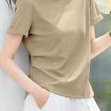 Casual Slim Fit Half Sleeve Regular Shoulder T-Shirt - liwisi