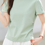 Casual Slim Fit Half Sleeve Regular Shoulder T-Shirt - liwisi