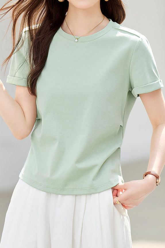 Casual Slim Fit Half Sleeve Regular Shoulder T-Shirt - liwisi