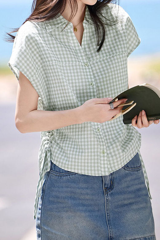 Casual Plaid Drawstring Shirt - liwisi