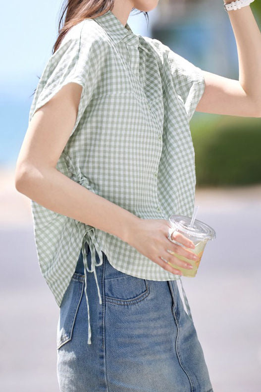 Casual Plaid Drawstring Shirt - liwisi
