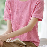 Casual Seersucker Short Sleeve T-Shirt