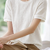 Casual Seersucker Short Sleeve T-Shirt