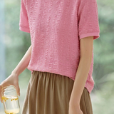 Casual Seersucker Short Sleeve T-Shirt