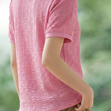 Casual Seersucker Short Sleeve T-Shirt