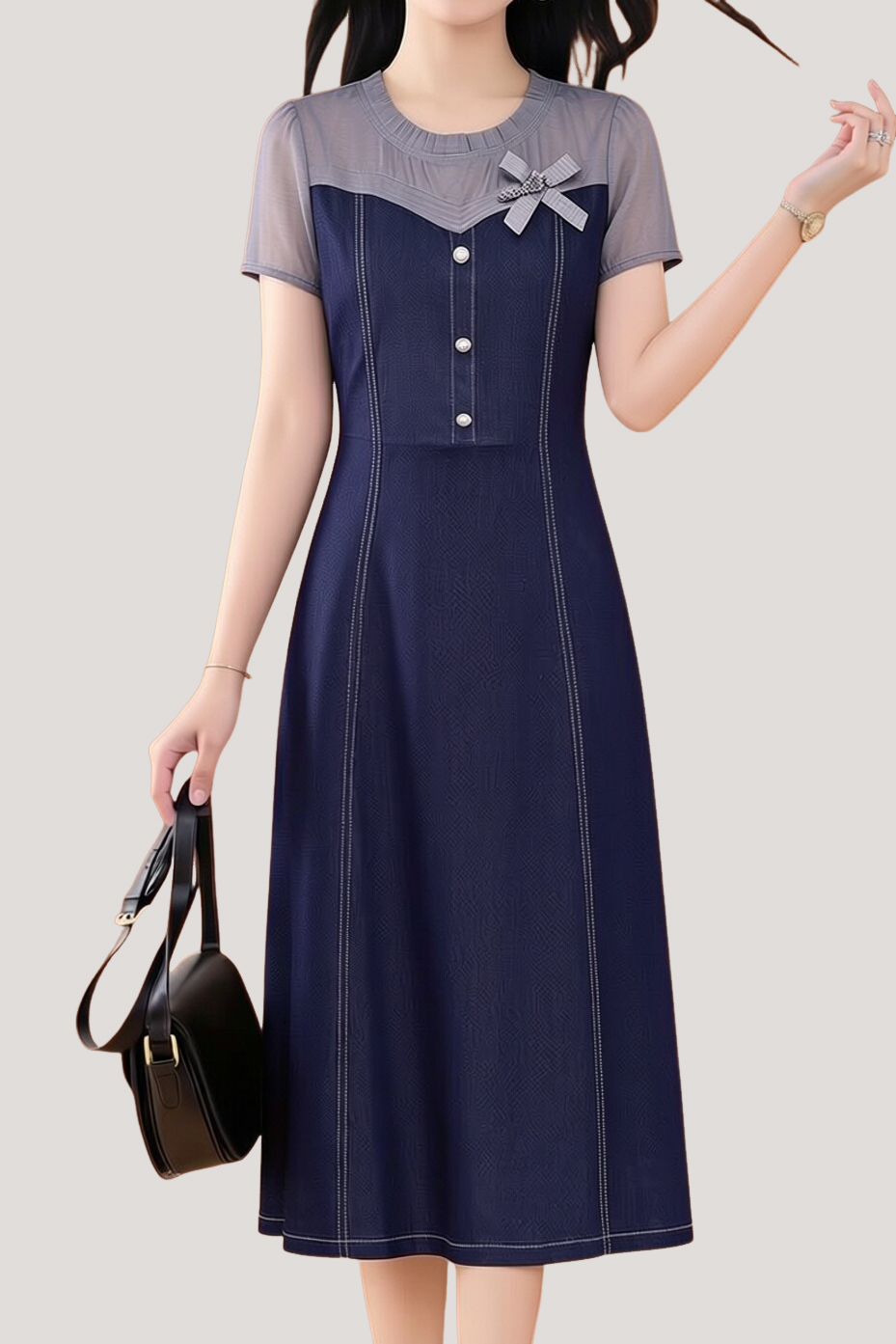 Casual Fake Two-Piece Color Block Spliced Dress - liwisi