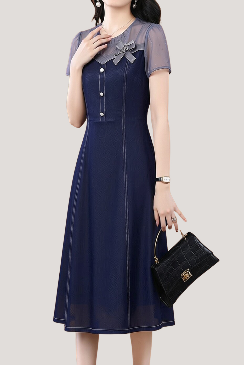 Casual Fake Two-Piece Color Block Spliced Dress - liwisi