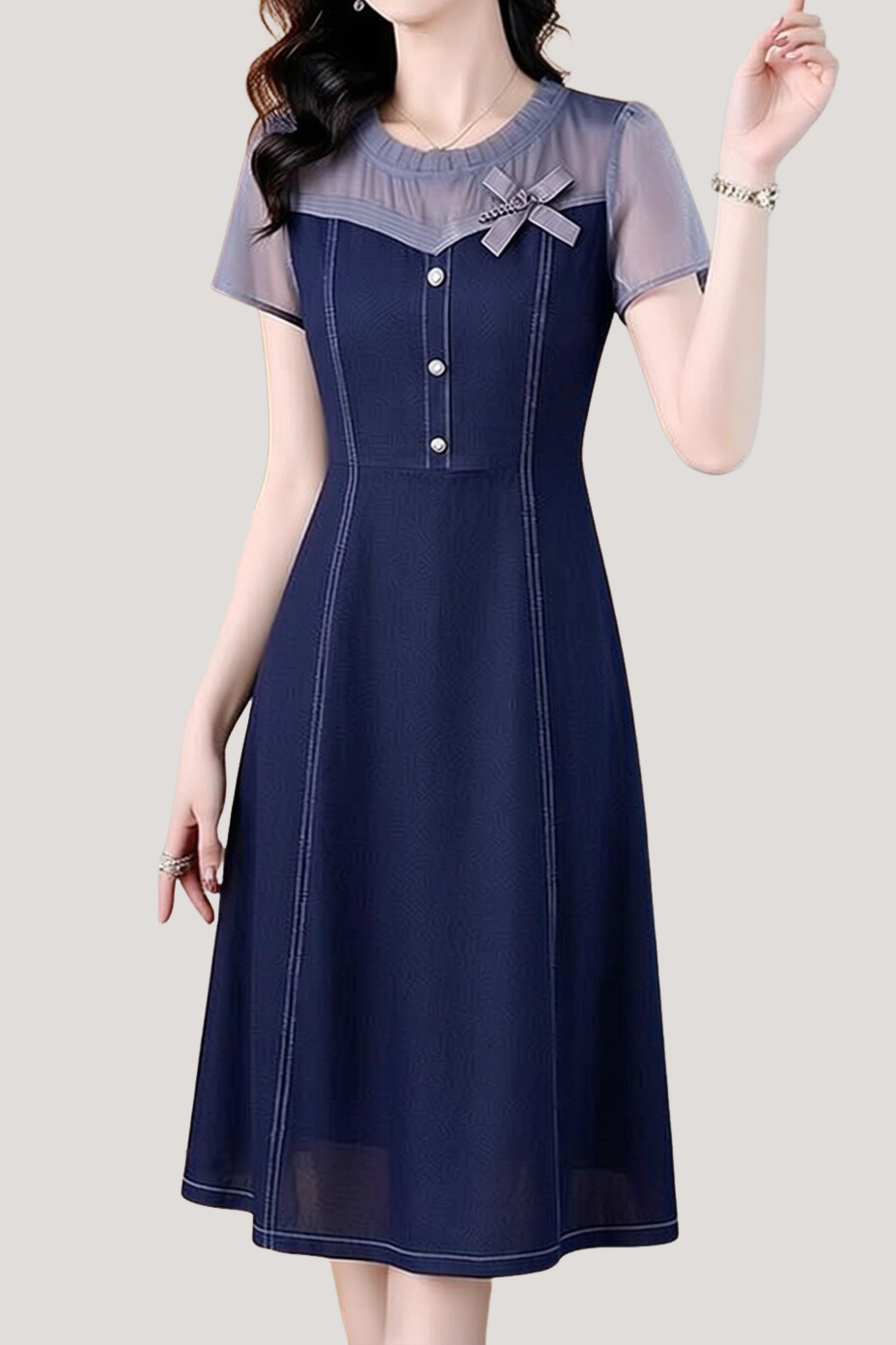 Casual Fake Two-Piece Color Block Spliced Dress - liwisi