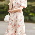 Elegant Embroidered Stand Collar Cheongsam Dress - liwisi