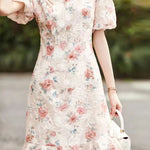 Elegant Embroidered Stand Collar Cheongsam Dress - liwisi