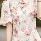 Elegant Embroidered Stand Collar Cheongsam Dress - liwisi