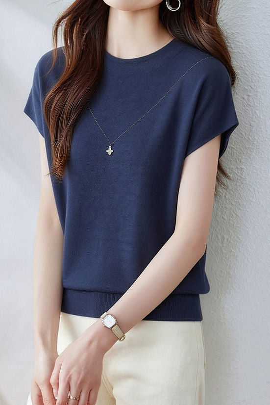 Casual Gentle Style Knit T-Shirt - liwisi