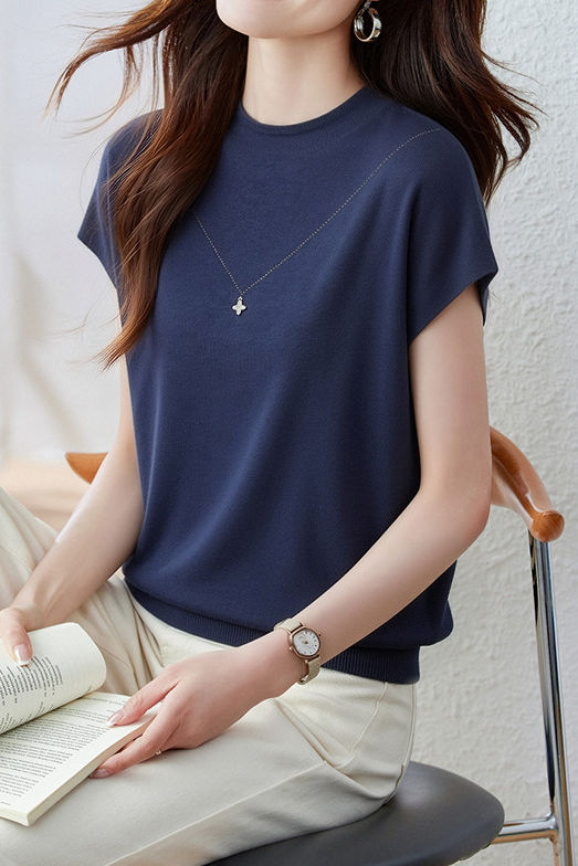 Casual Gentle Style Knit T-Shirt - liwisi
