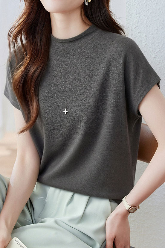 Casual Gentle Style Knit T-Shirt - liwisi