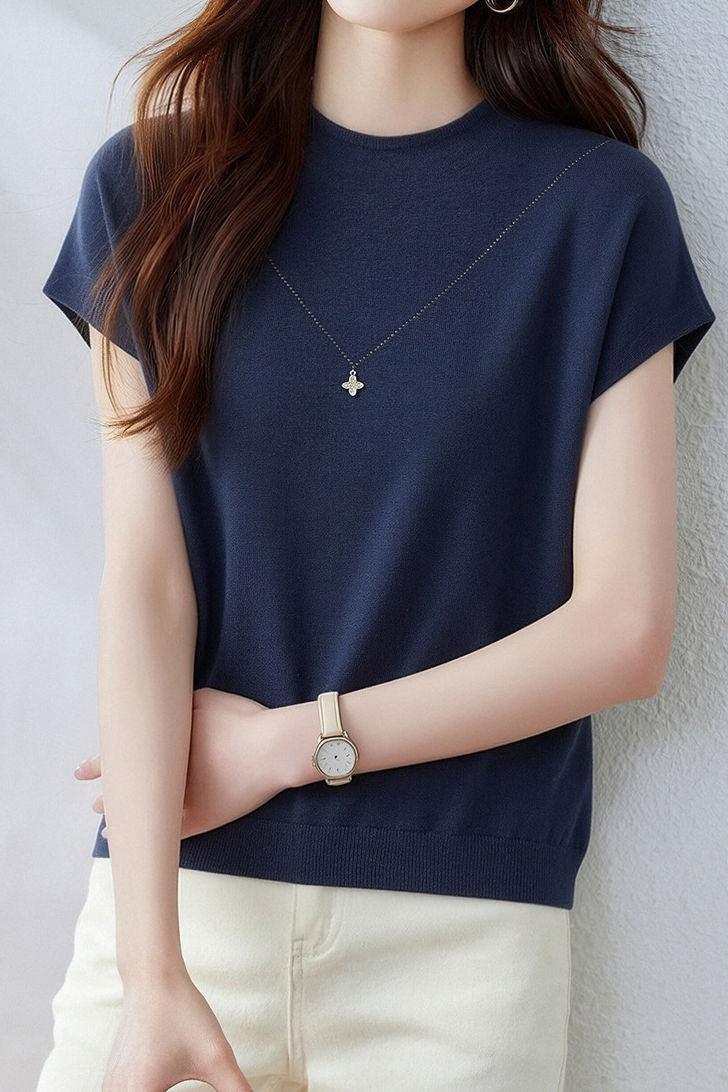 Casual Gentle Style Knit T-Shirt - liwisi