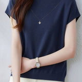 Casual Gentle Style Knit T-Shirt - liwisi