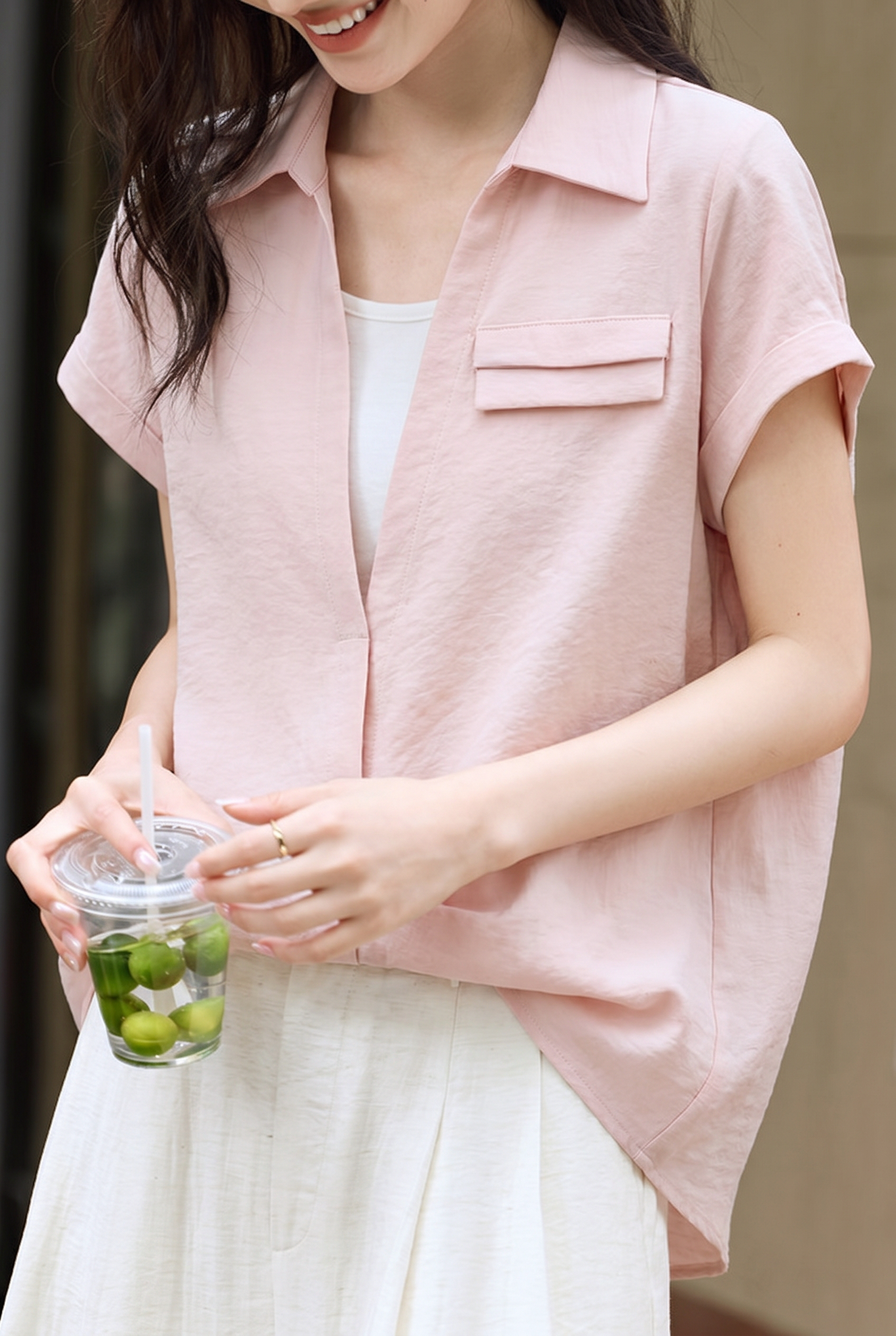 French Spliced Fake Two-Piece Shirt - liwisi