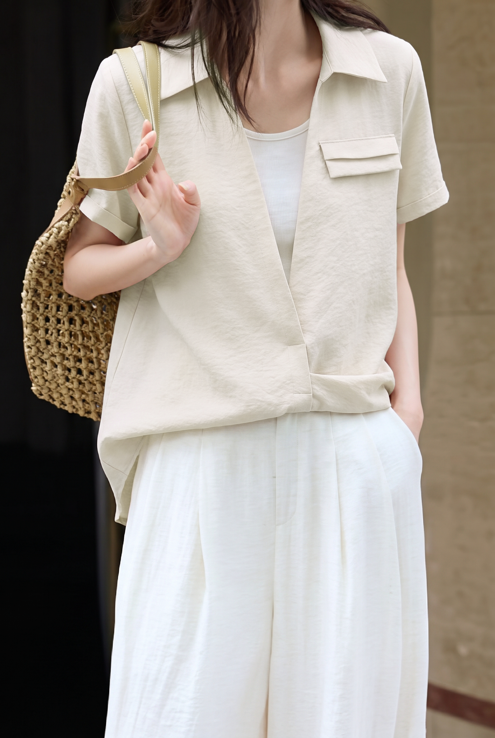 French Spliced Fake Two-Piece Shirt - liwisi
