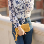 Elegant Retro Floral Tie Shirt - liwisi