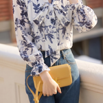 Elegant Retro Floral Tie Shirt - liwisi