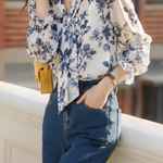 Elegant Retro Floral Tie Shirt - liwisi