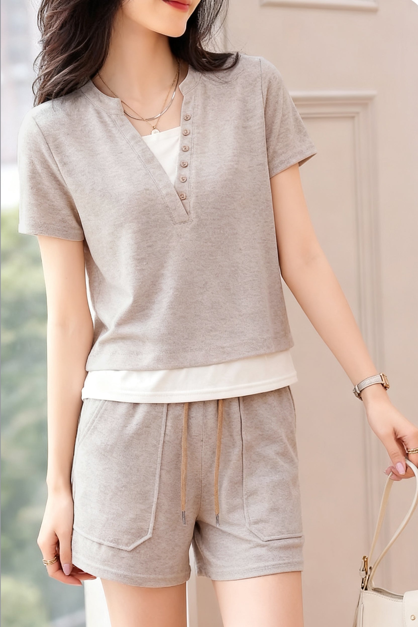 Casual Fake Two-Piece Color Block Spliced Set - liwisi