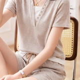 Casual Fake Two-Piece Color Block Spliced Set - liwisi