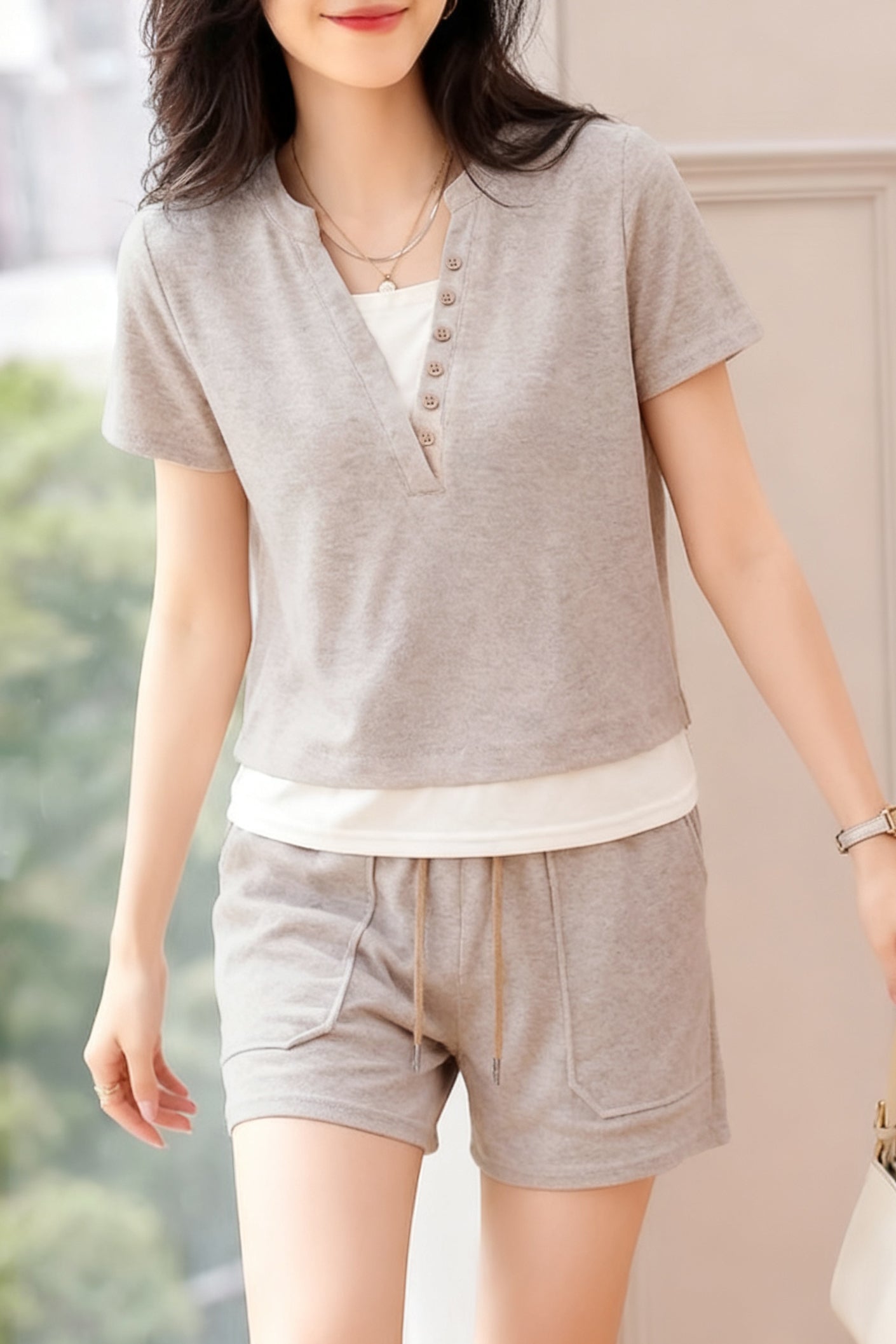 Casual Fake Two-Piece Color Block Spliced Set - liwisi