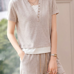 Casual Fake Two-Piece Color Block Spliced Set - liwisi