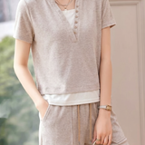 Casual Fake Two-Piece Color Block Spliced Set - liwisi