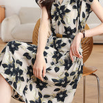 Elegant Commuter Printed Chiffon Dress - liwisi