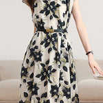 Elegant Commuter Printed Chiffon Dress - liwisi