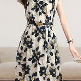 Elegant Commuter Printed Chiffon Dress - liwisi