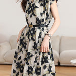 Elegant Commuter Printed Chiffon Dress - liwisi
