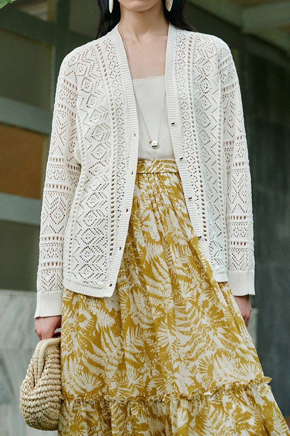 Casual Hollow Out V-Neck Knit Cardigan - liwisi