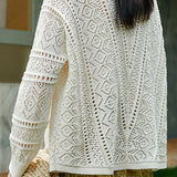 Casual Hollow Out V-Neck Knit Cardigan - liwisi