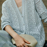 Casual Hollow Out V-Neck Knit Cardigan - liwisi