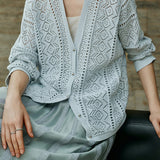 Casual Hollow Out V-Neck Knit Cardigan - liwisi