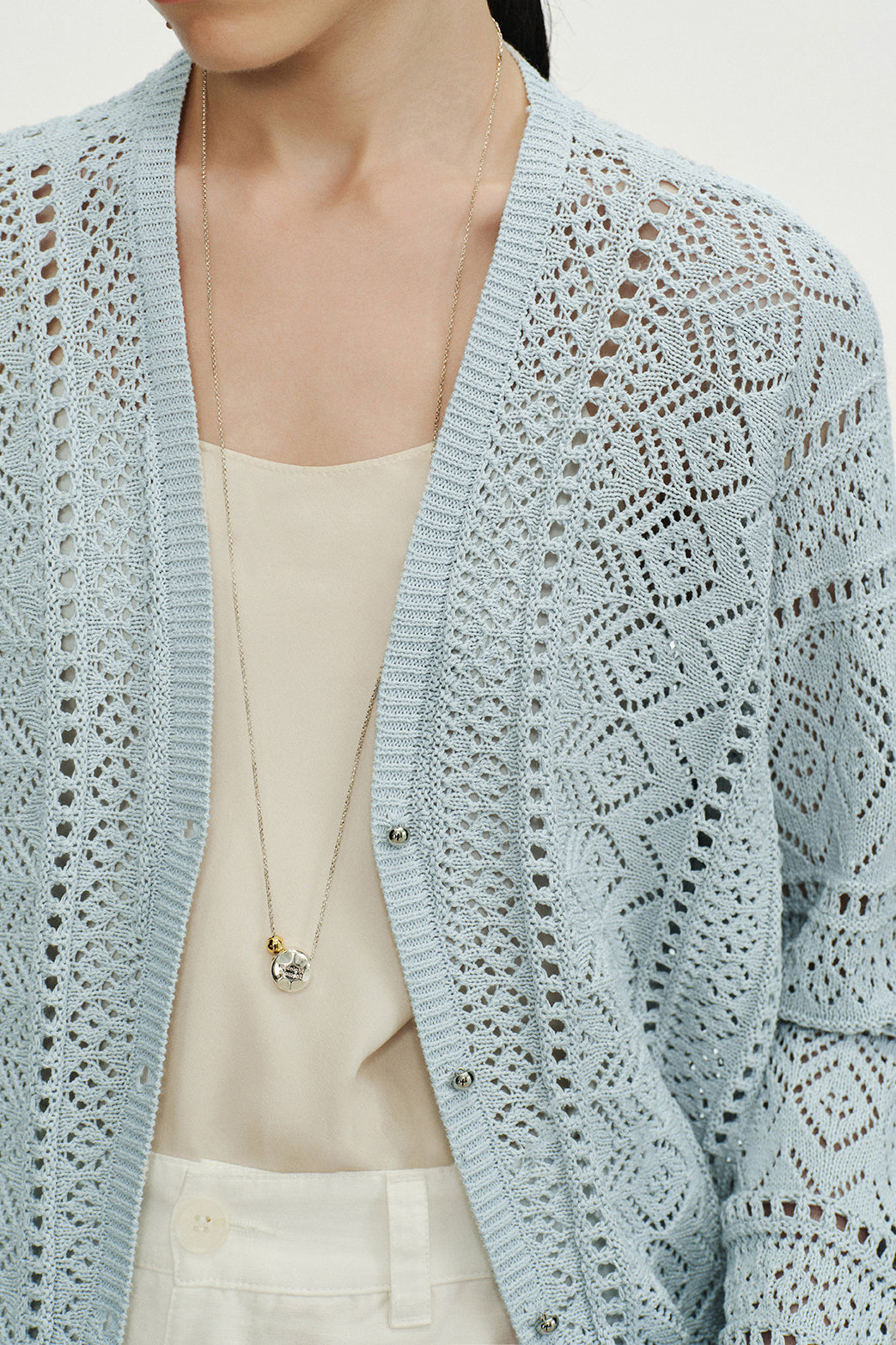 Casual Hollow Out V-Neck Knit Cardigan - liwisi