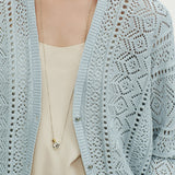 Casual Hollow Out V-Neck Knit Cardigan - liwisi