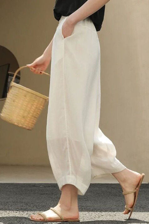 Casual Literary Cotton Linen Lantern Pants - liwisi