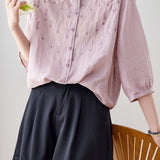 Elegant Sequin Decorated Ramie Shirt - liwisi