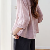 Elegant Sequin Decorated Ramie Shirt - liwisi