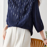 Elegant Sequin Decorated Ramie Shirt - liwisi